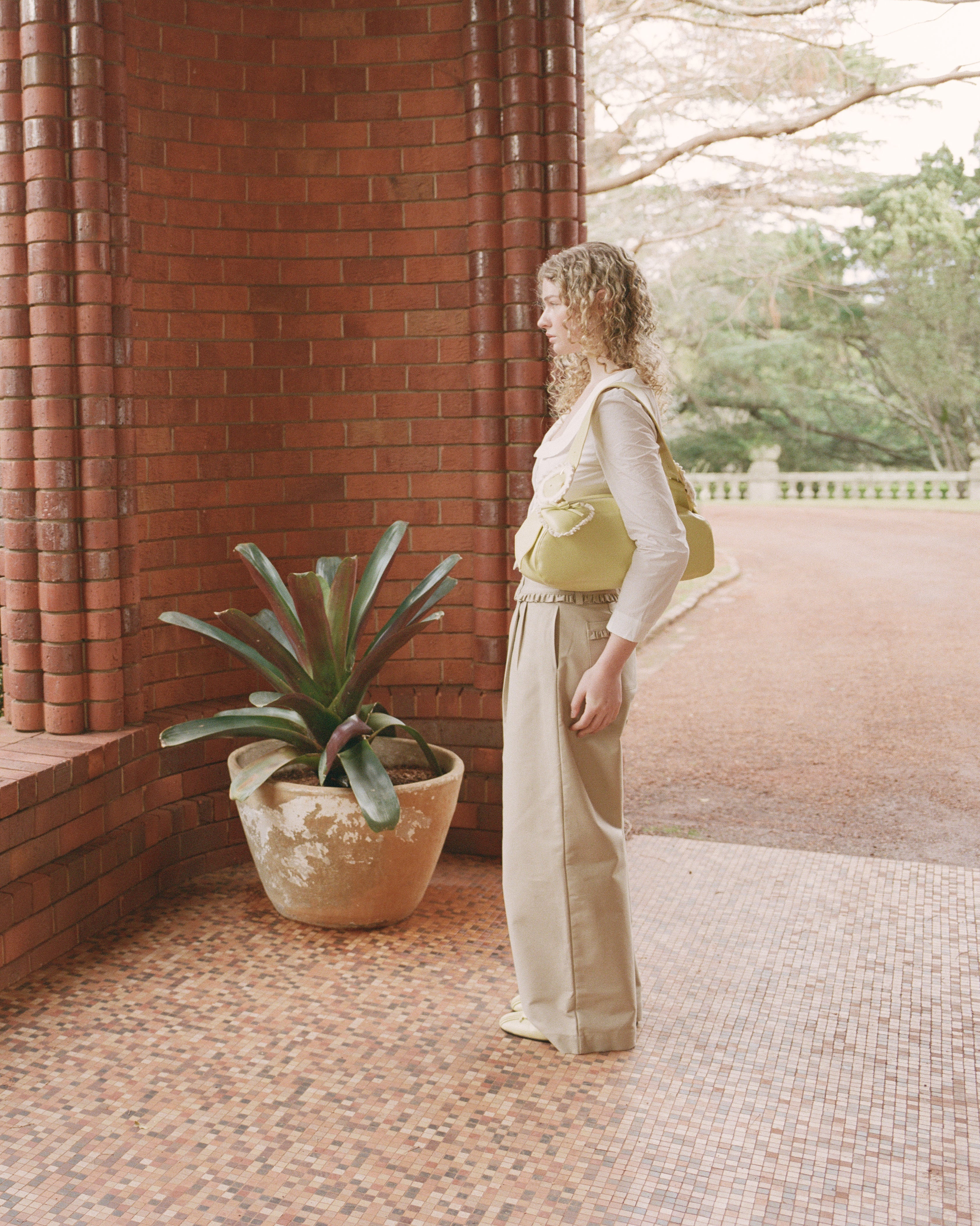 Frill Cotton Trousers - Fawn - Image 4