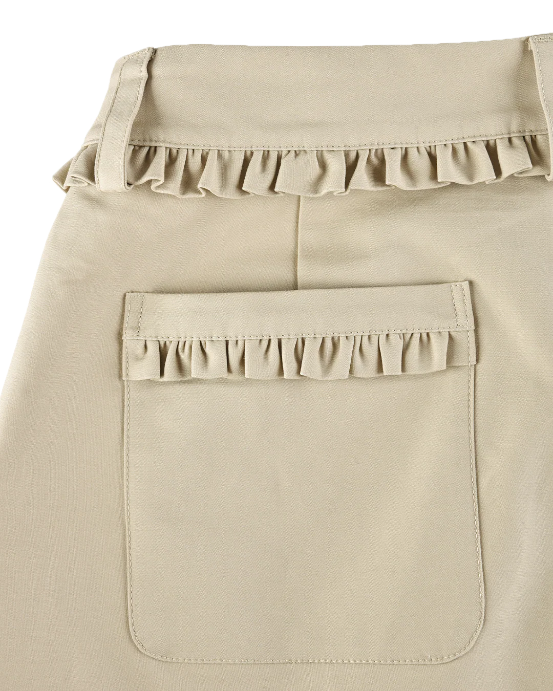 Frill Cotton Trousers - Fawn - Image 6