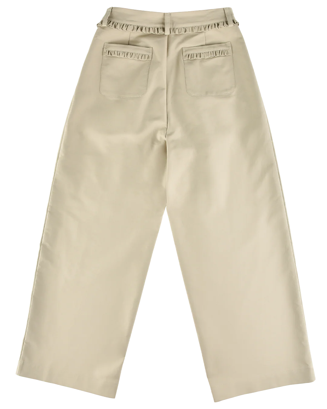 Frill Cotton Trousers - Fawn - Image 7