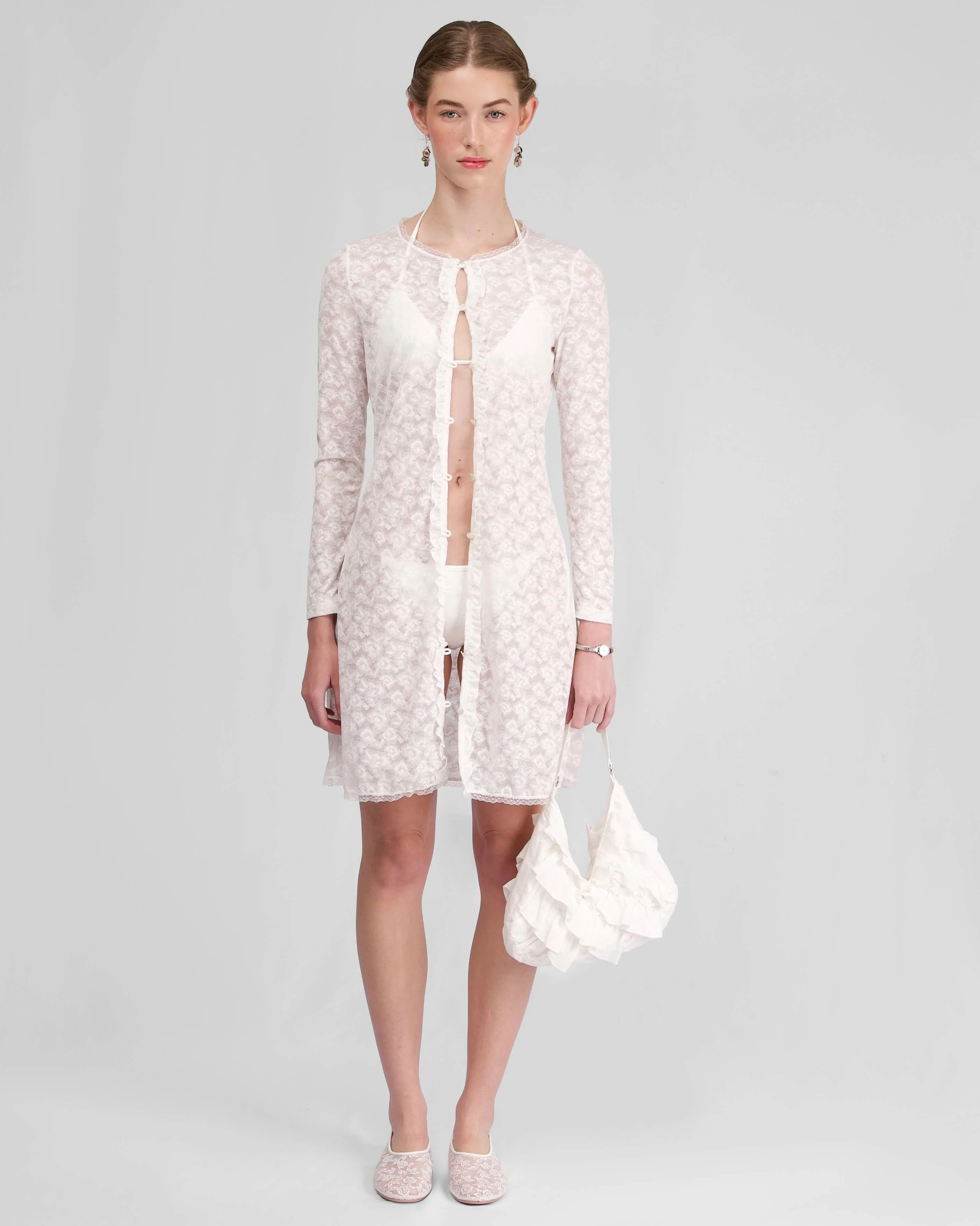 Lace Cover-Up - White - Image 4