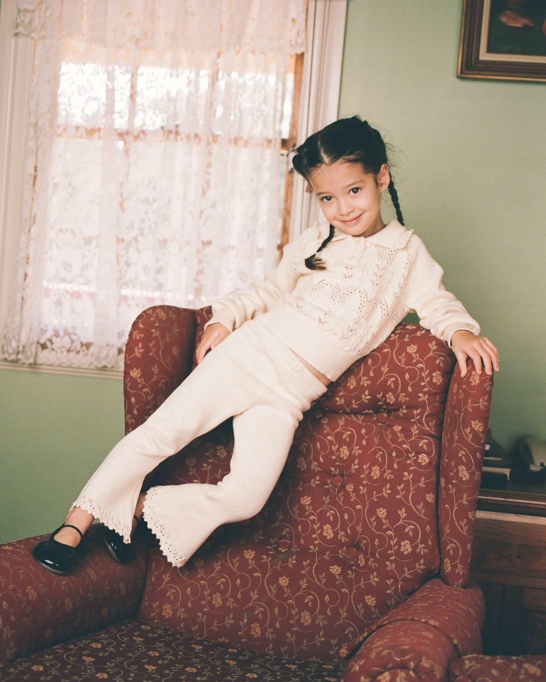 Mini Buttoned Lace Knit Pullover - Porcelain - Image 4