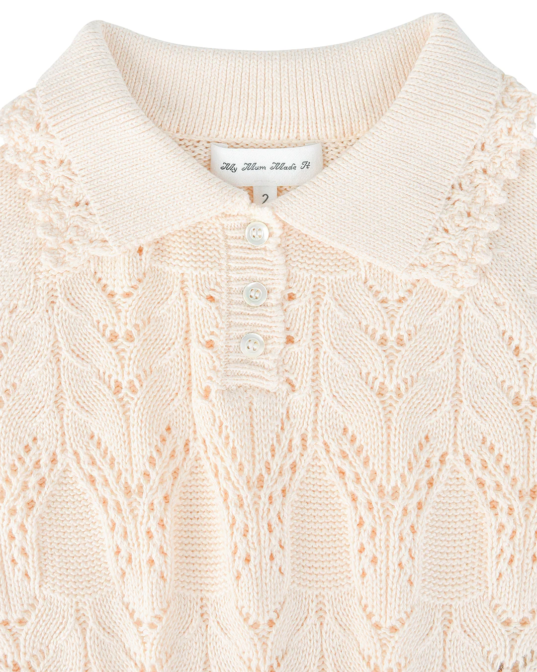 Mini Buttoned Lace Knit Pullover - Porcelain - Image 5