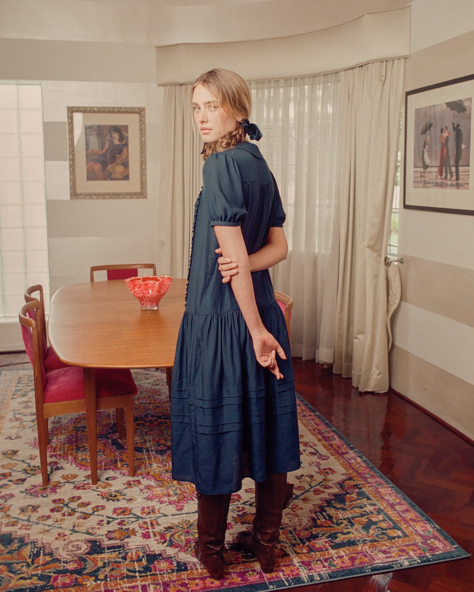 Pleat Sunday Dress - Ink - Image 7