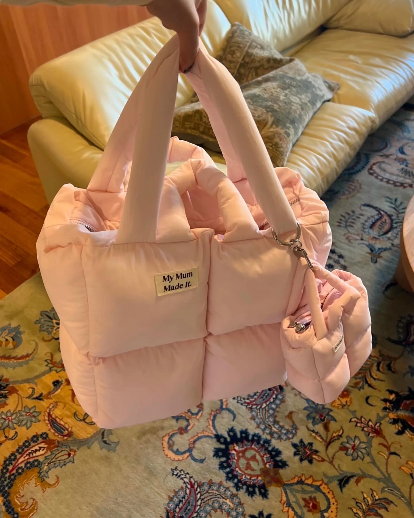 Puffer Mini Keychain Bag - Pink - Image 4
