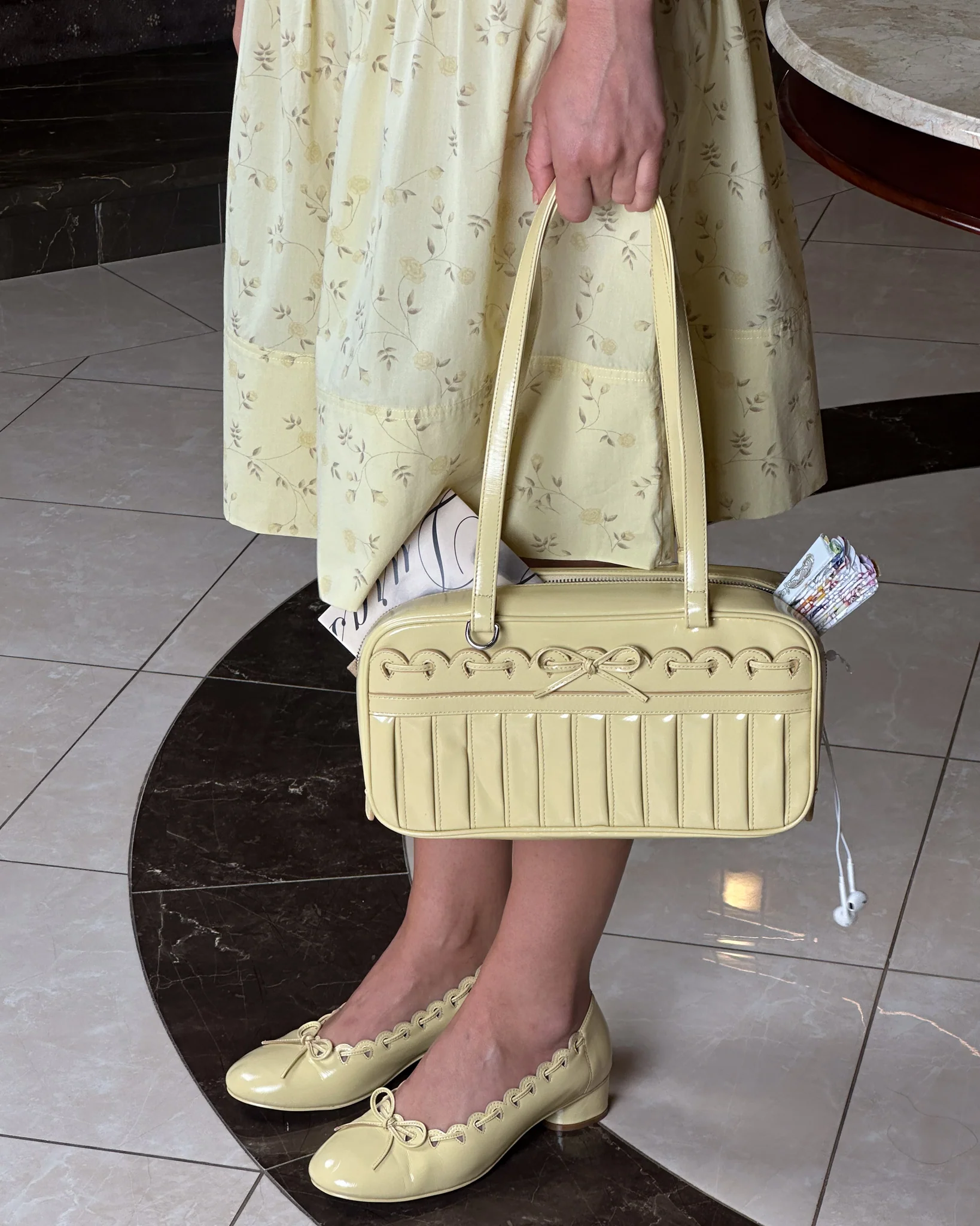 Ribbon Stitch Ballet Pumps - Daffodil - Image 3