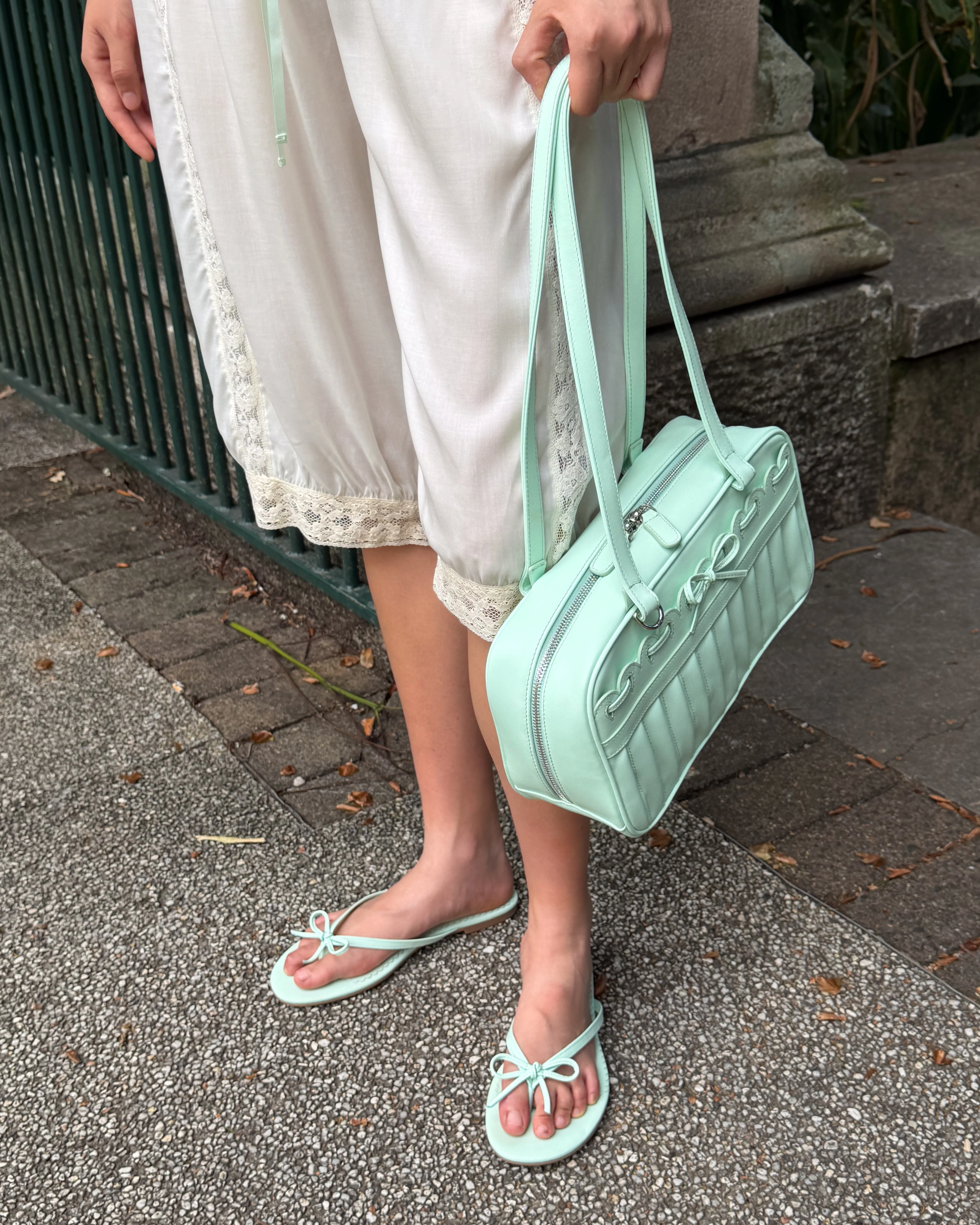 Ribbon Stitch Flip Flops - Mint - Image 3
