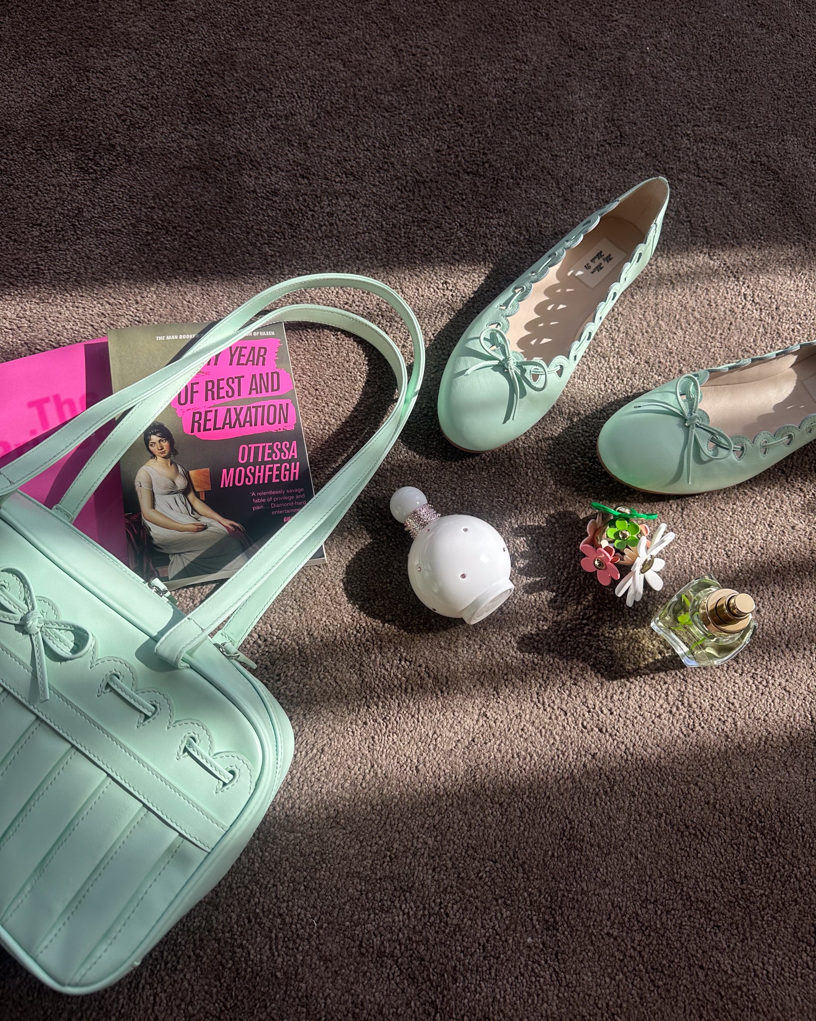 Ribbon Stitch Shoulder Bag - Mint - Image 4