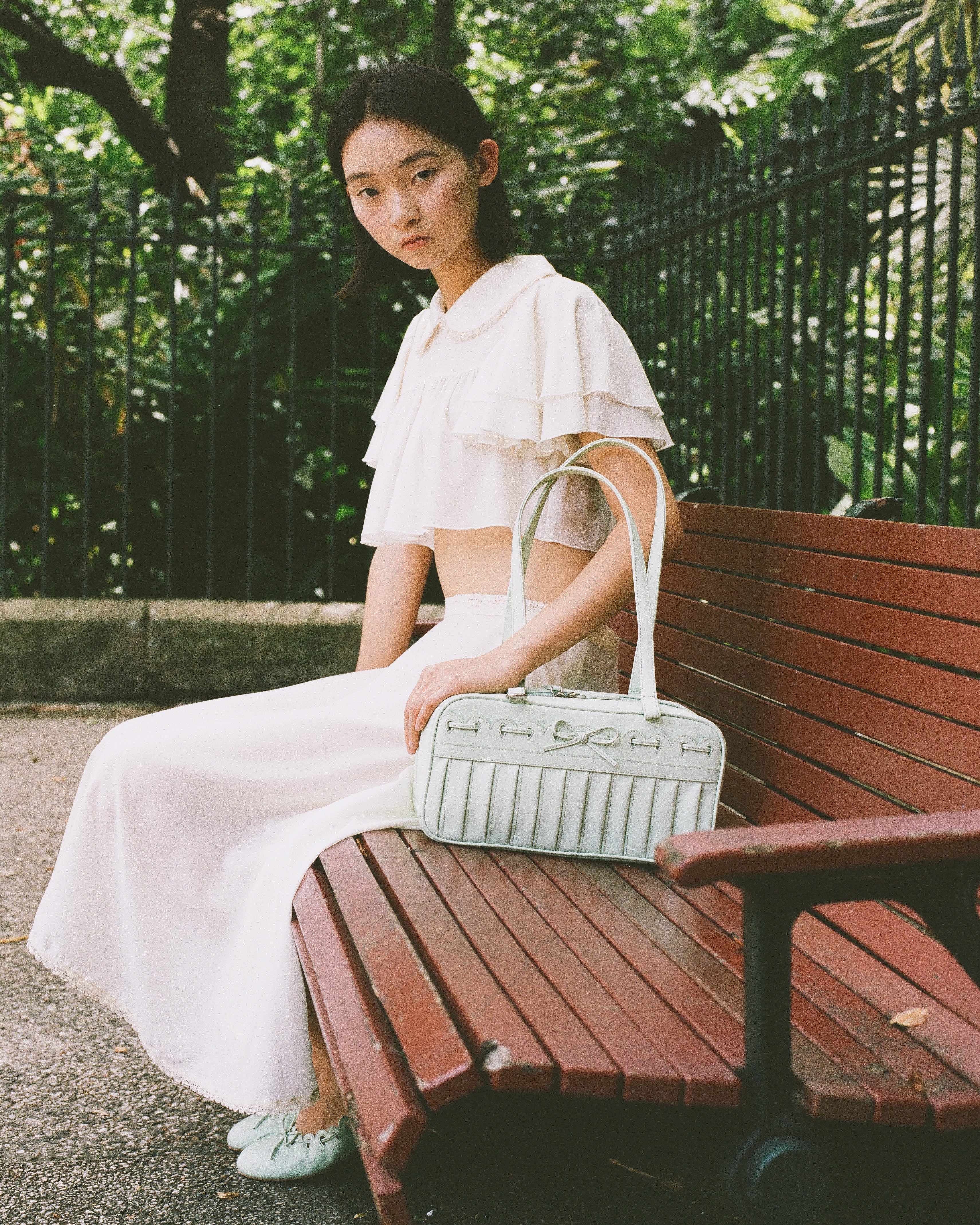 Ribbon Stitch Shoulder Bag - Mint - Image 5