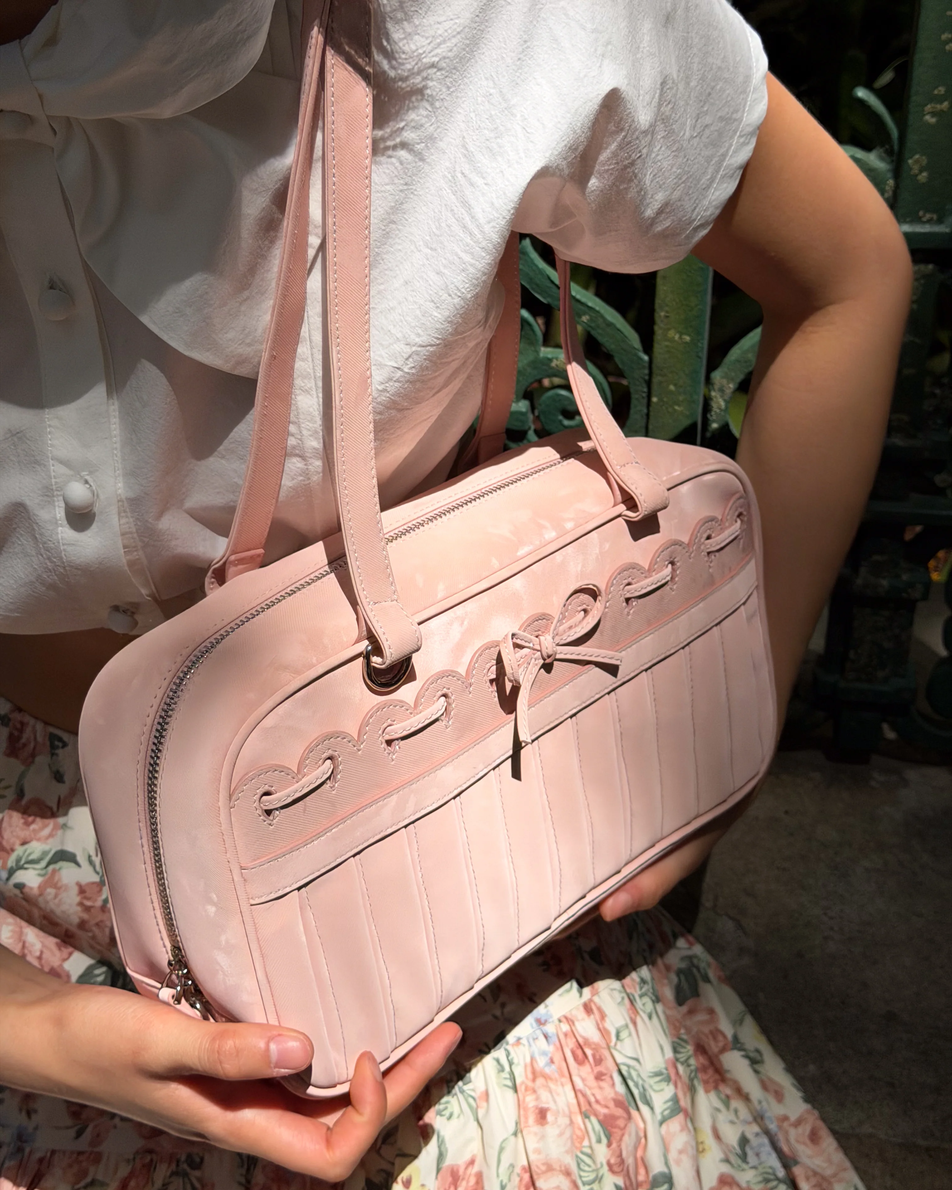 Ribbon Stitch Shoulder Bag - Rose Veil - Image 4