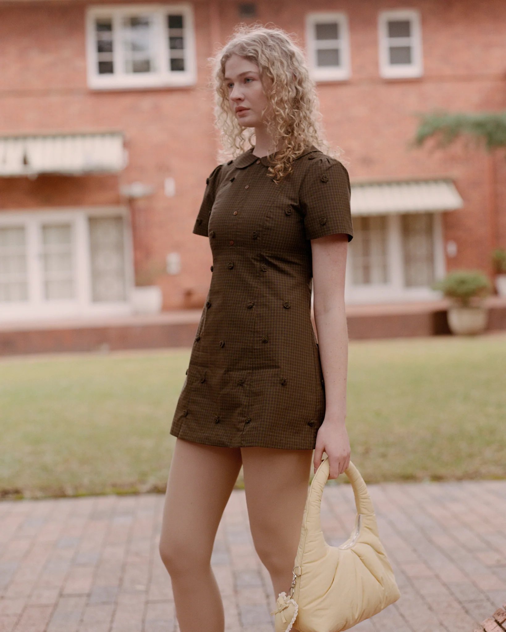Rosette Check Mini Dress - Ivy Check - Image 3
