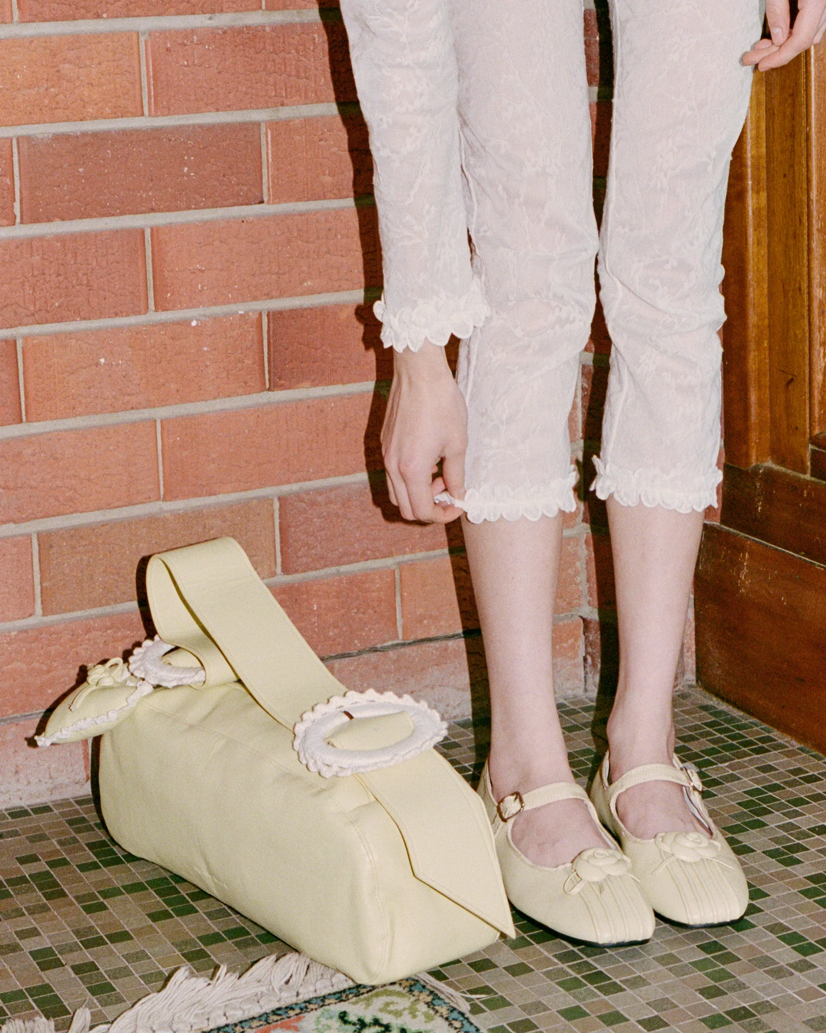Rosette Leather Mary Janes - Marigold - Image 7