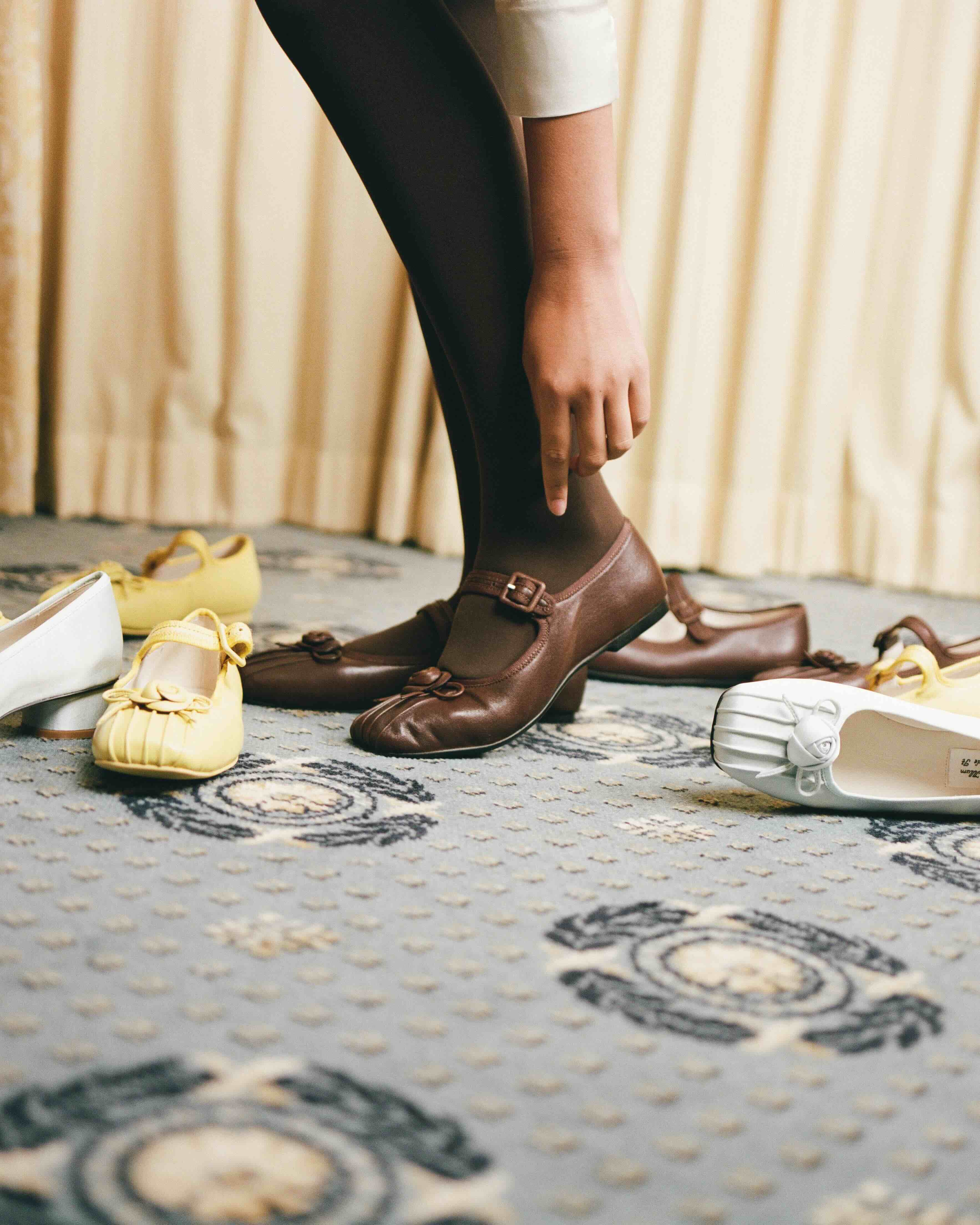 Rosette Leather Mary Janes - Saddle - Image 3
