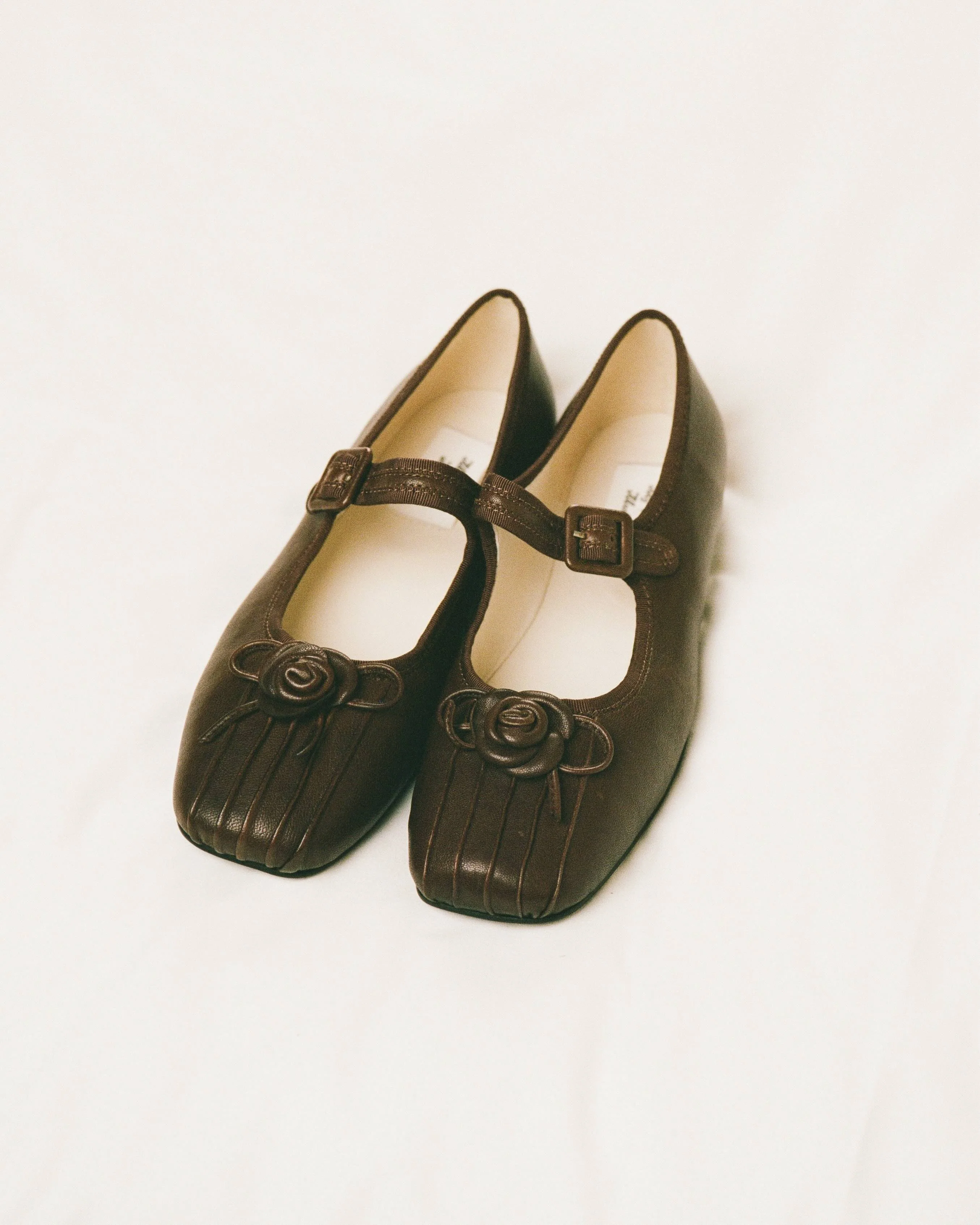 Rosette Leather Mary Janes - Saddle - Image 4