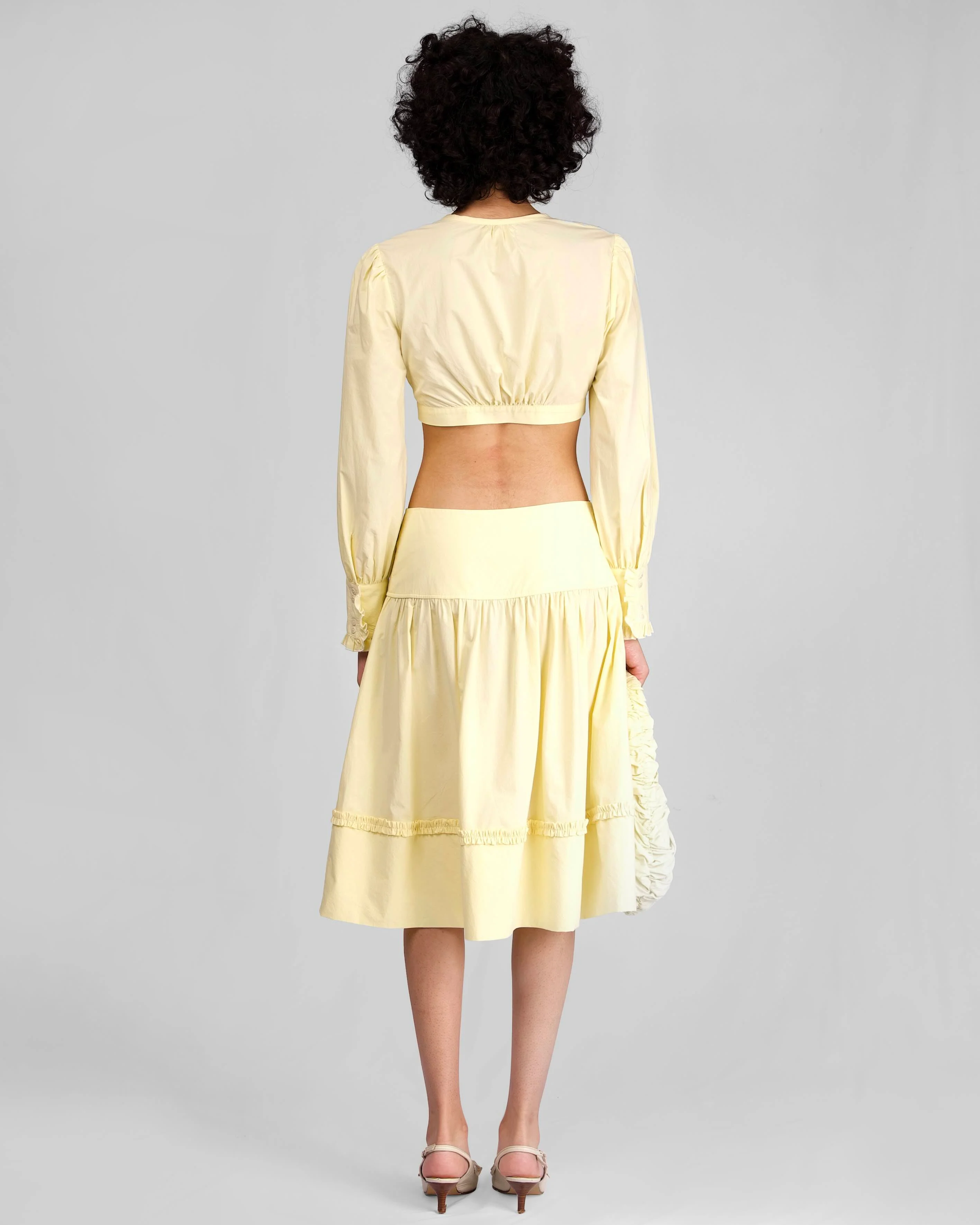Ruche Button Midi Skirt - Citrine - Image 5