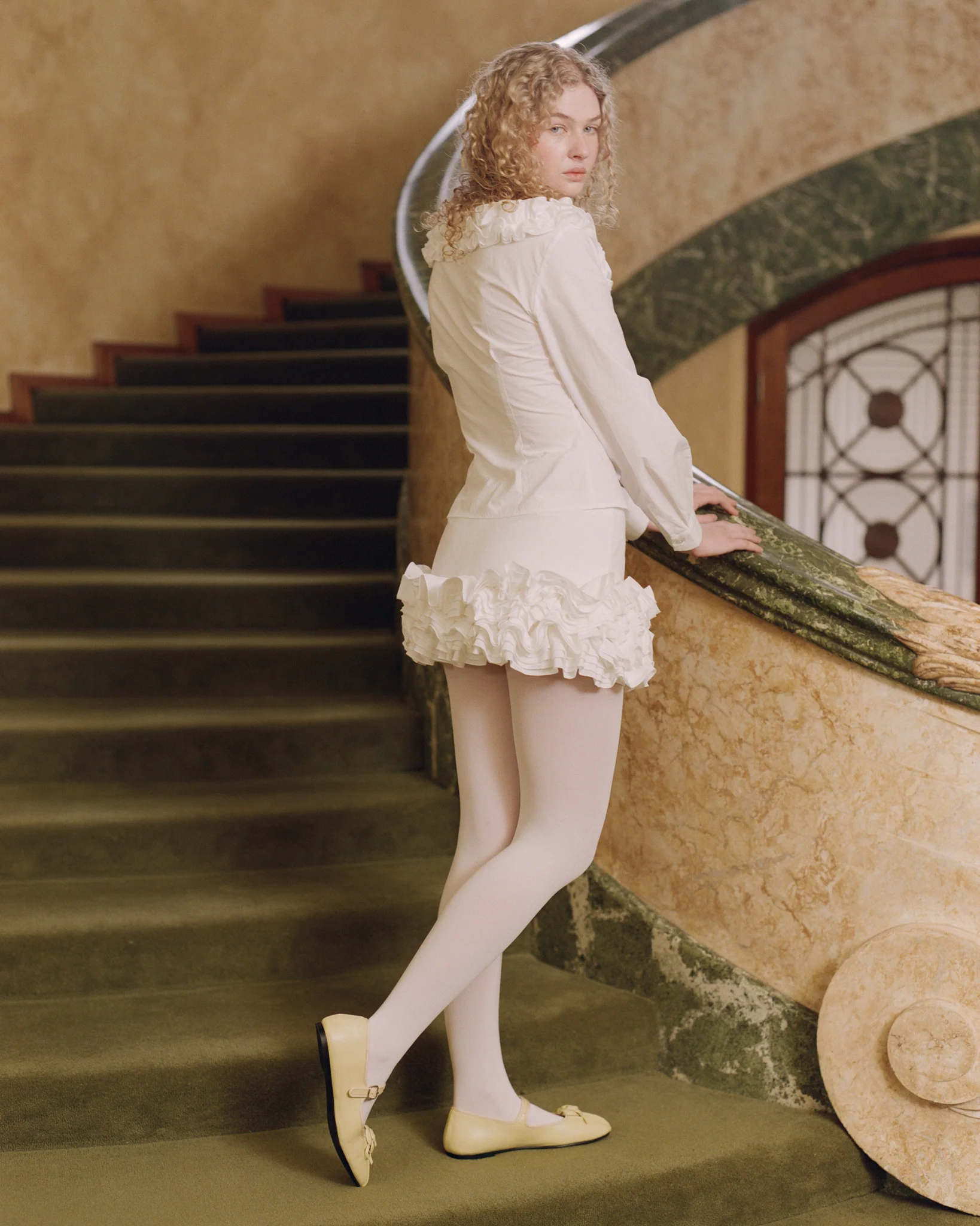 Ruffle Hem Mini Skirt - White - Image 3