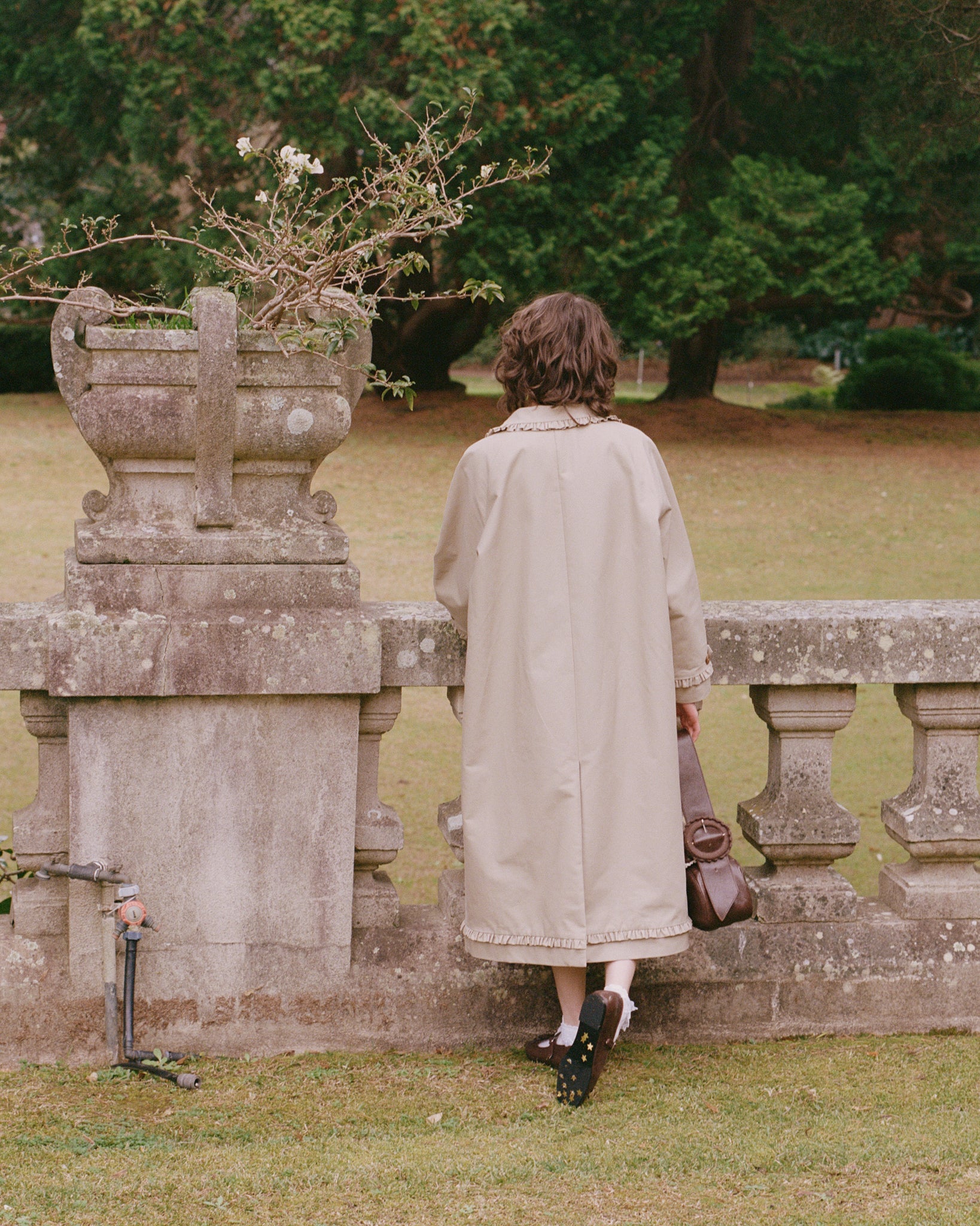 Tailored Gather Trench Coat - Fawn - Image 4