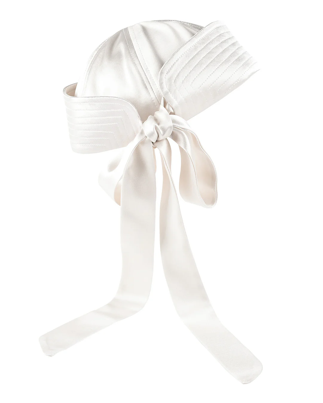 Tie Sailor Hat - White Satin - Image 10