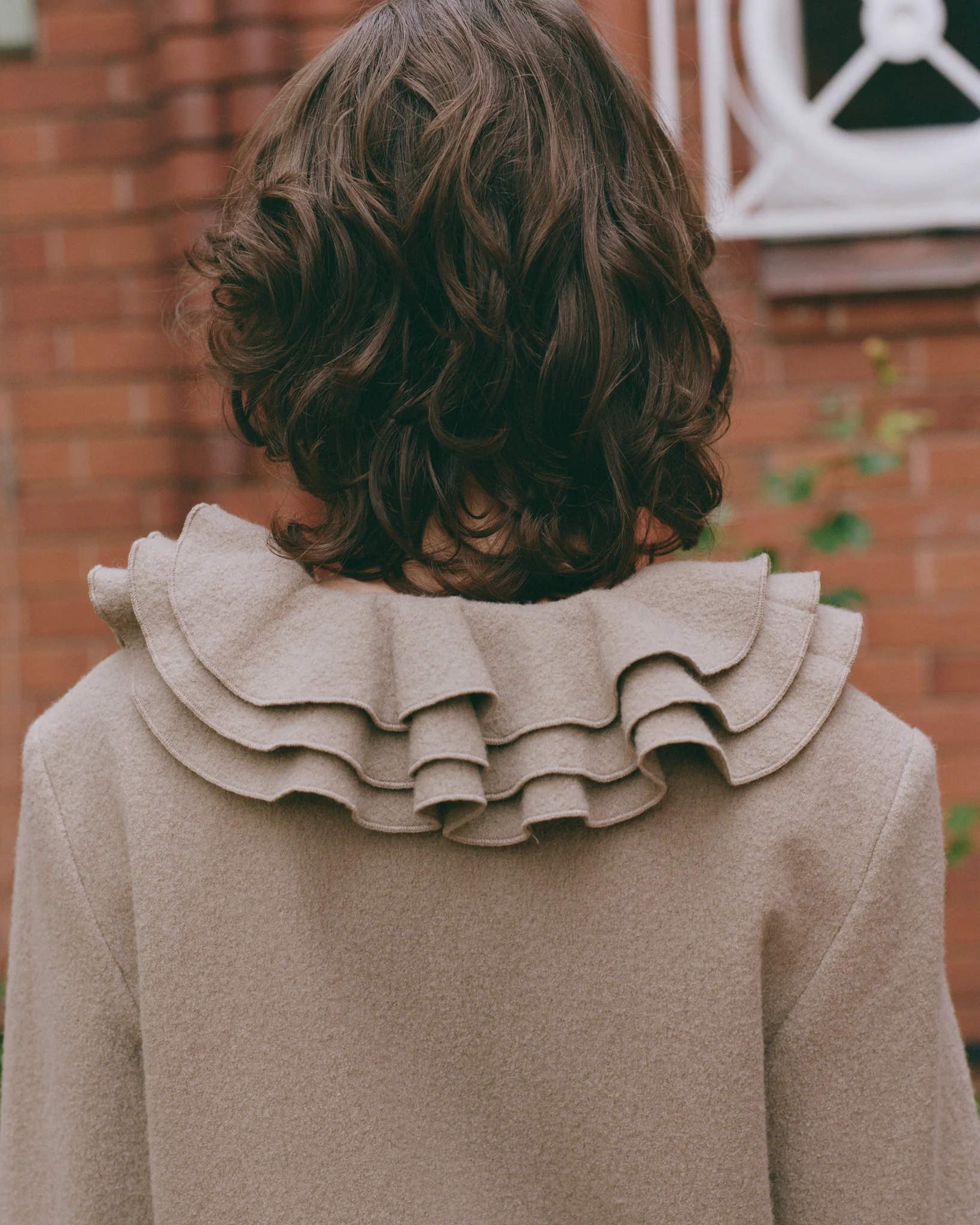 Wool Frill Neck Jacket - Fawn - Image 5