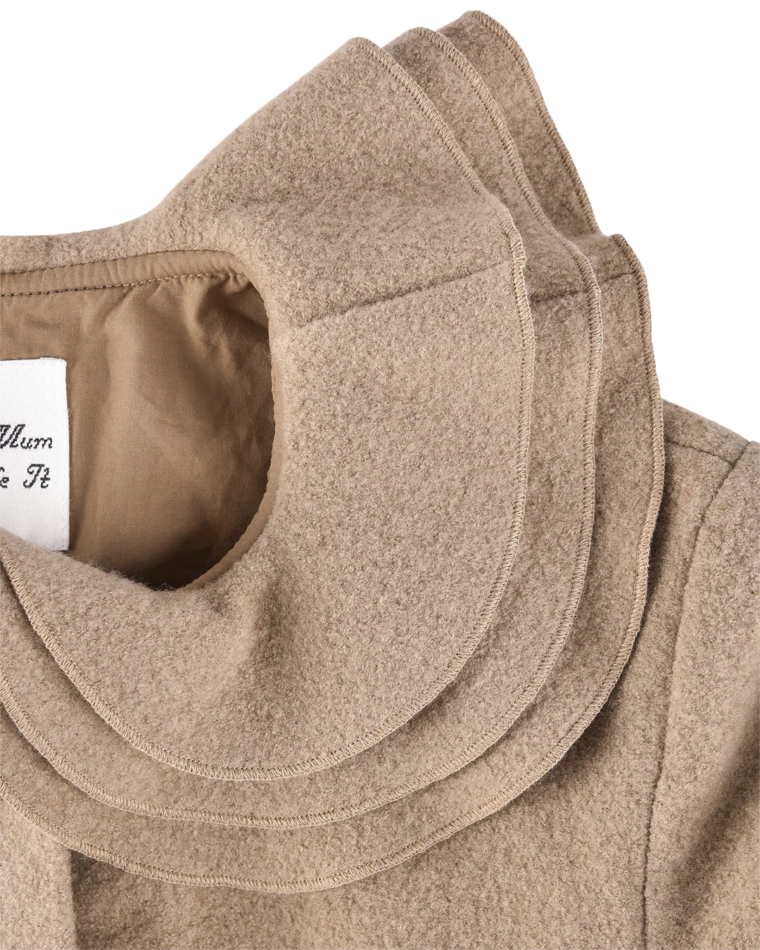 Wool Frill Neck Jacket - Fawn - Image 8